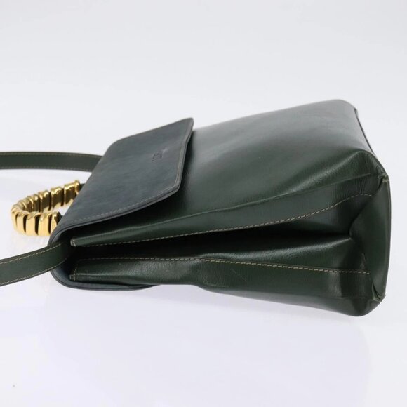 LOEWE Velazquez Hand Bag Suede Leather 2way Green Gold Auth BA6067 - Picture 5 of 16